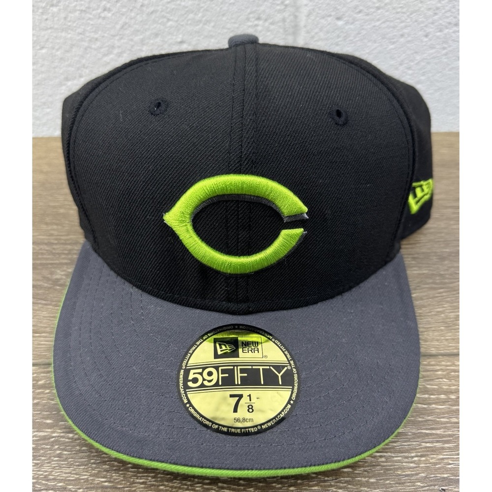 Cincinnati Reds New Era‎ 59Fifty Hat Fitted 7 1/8 Black Green Gray Cap